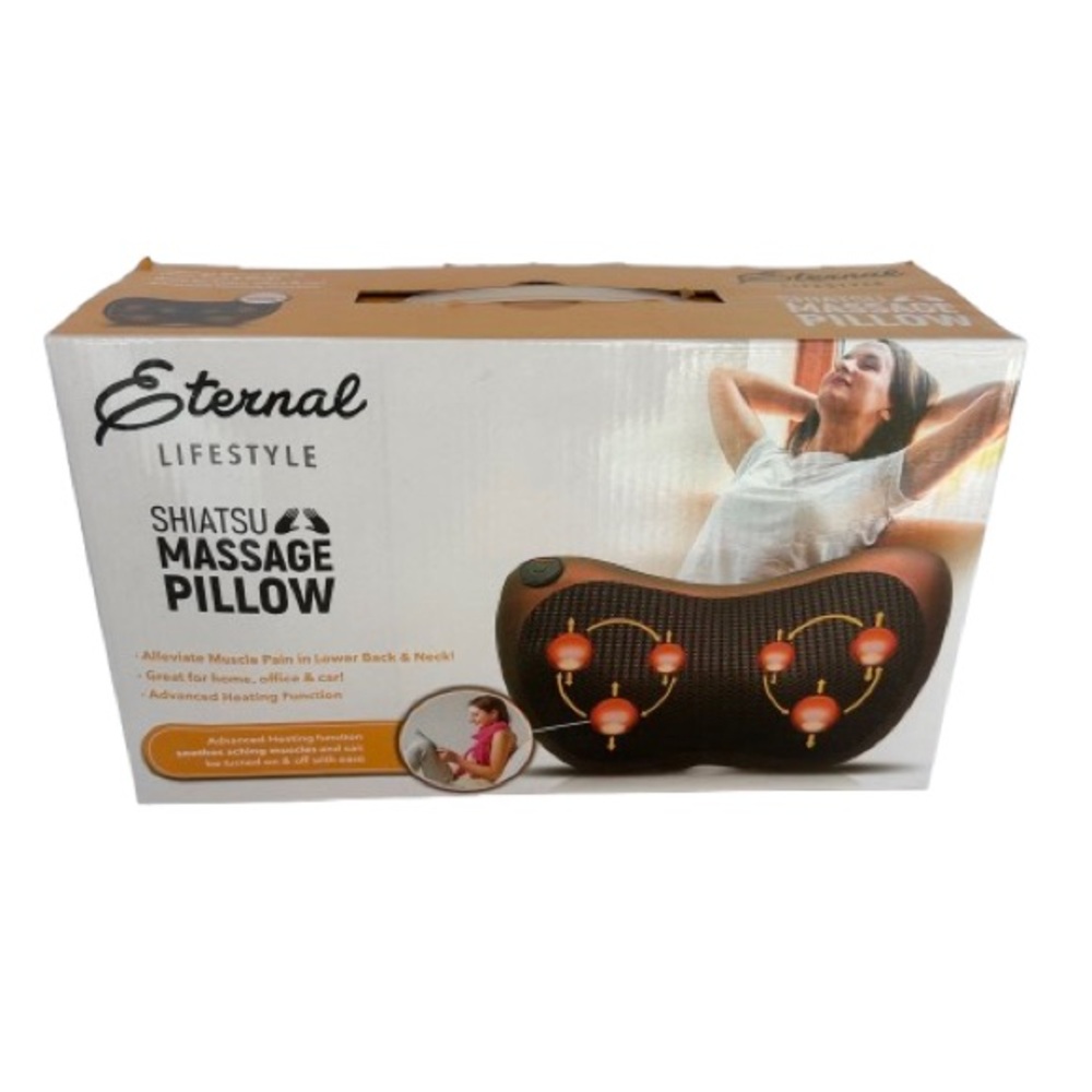 Eternal Lifestyle Shiatsu Massage Pillow Heated Neck Back Massager AC & Car